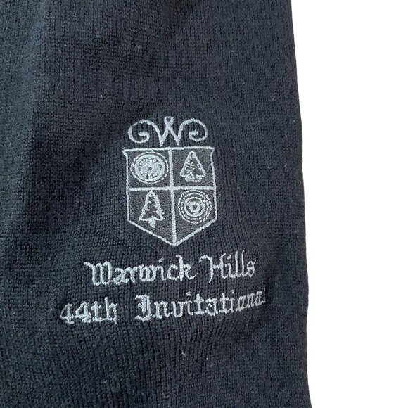 Italian Merino Wool 1/4-Zip Sweater Men's Size Small Warwick Hills Logo Black - Picture 6 of 7